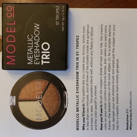 Modelco Metallic Eyeshawdow Trio in St Tropez New in Box Nuetrals - Picture 5 of 5
